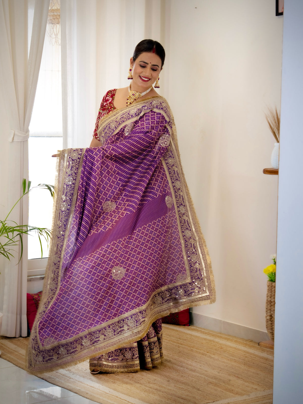 Trending Soft Chinnon Silk Designer Saree with Sequins & Cording Embroidery Work
