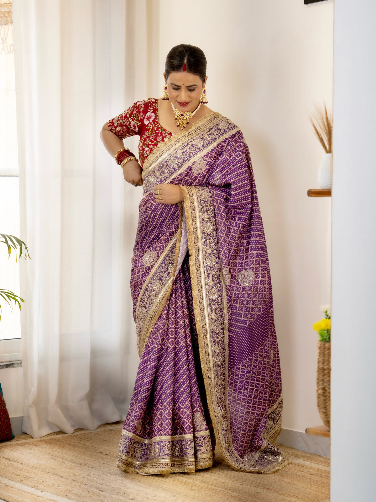 Trending Soft Chinnon Silk Designer Saree with Sequins & Cording Embroidery Work