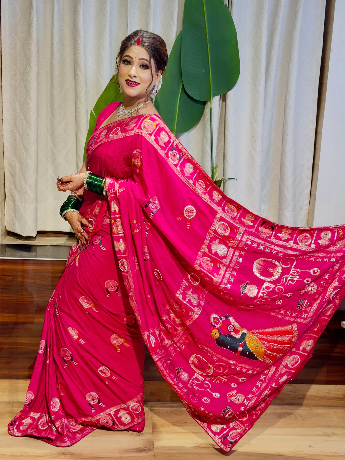 Karvachauth Special Soft Dola Silk Saree with Hand Cutdana Moti Work