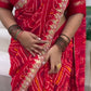 Special Saawan Red Bandhani Heavy Georgette Designer Saree with Gota Patti