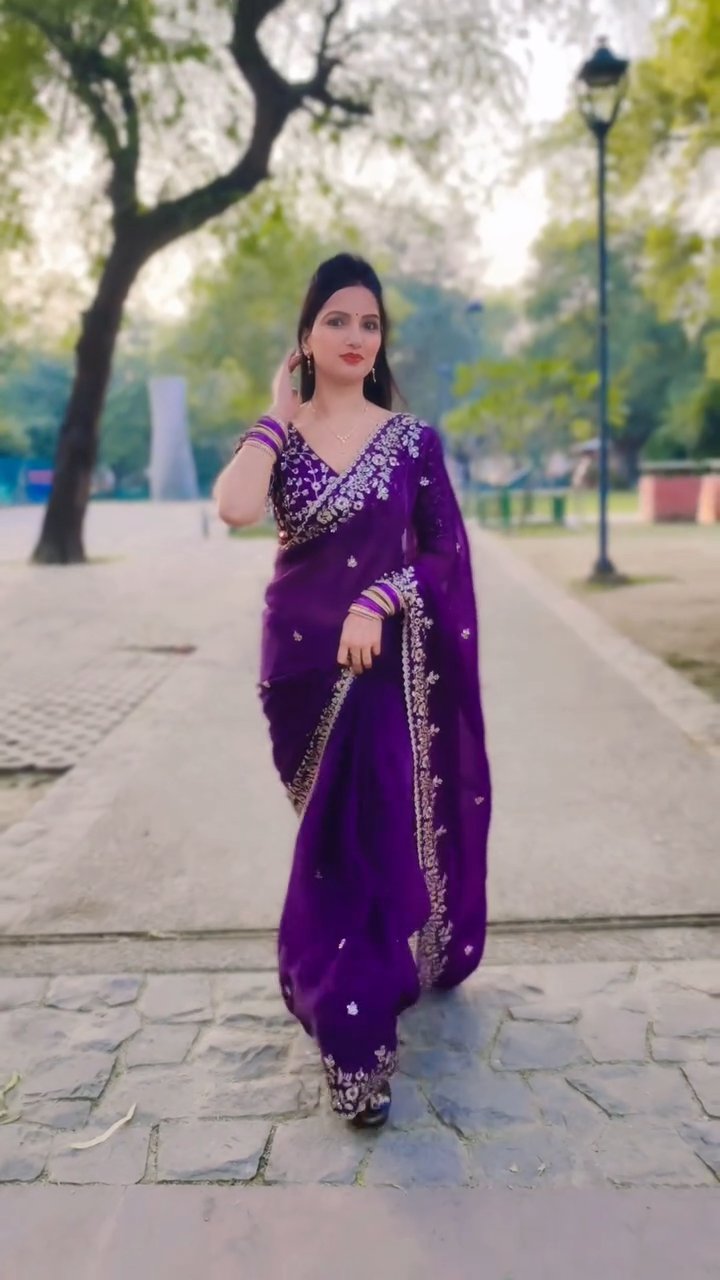 Elegant Sequin Frendy Chiffon Saree