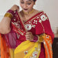 Handcrafted Tie & Dye Diamond Chiffon Saree with Gota Work Blouse
