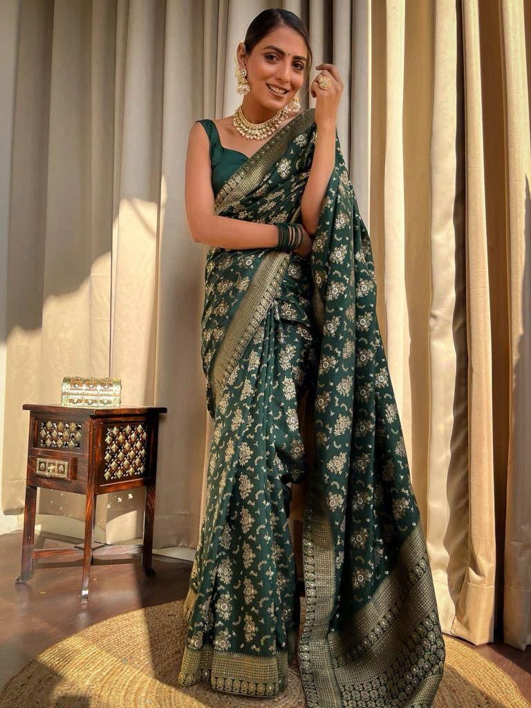 BEAUTIFUL RICH PALLU & JACQUARD WORK ON ALL OVER THE SAREE.