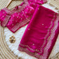 zimmy choo silk saree with amazing embroidery  sequence work and multi borders with aarco..