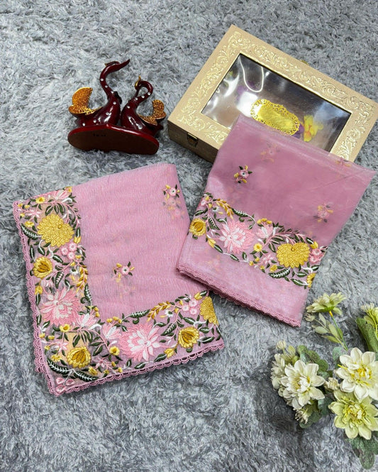 Exclusive Designer saree on Banarasi Crush Fabric