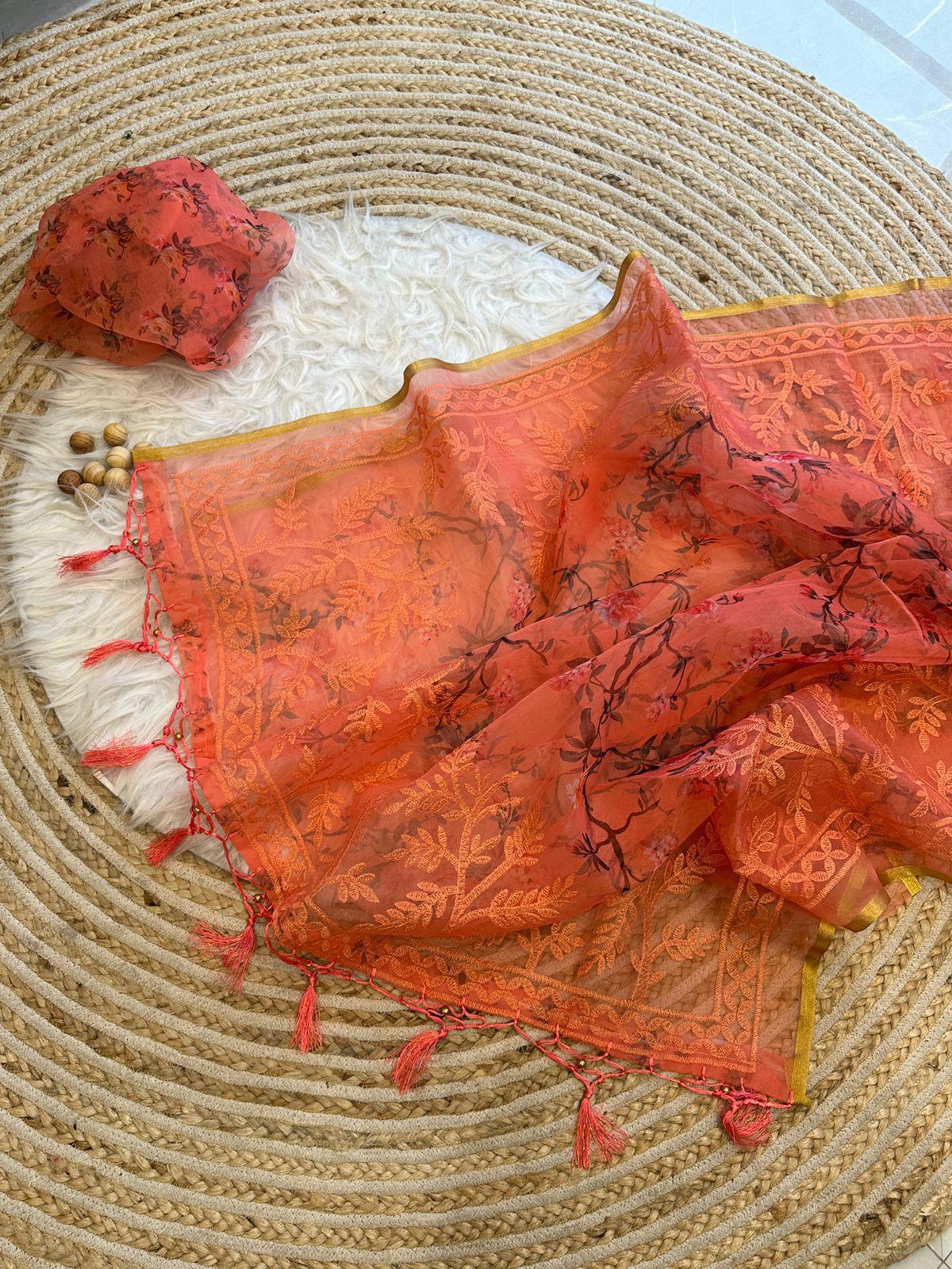 Superb Soft weaved  organza Silk Saree