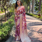 georgett silk saree in weaved viscos with solid color  print