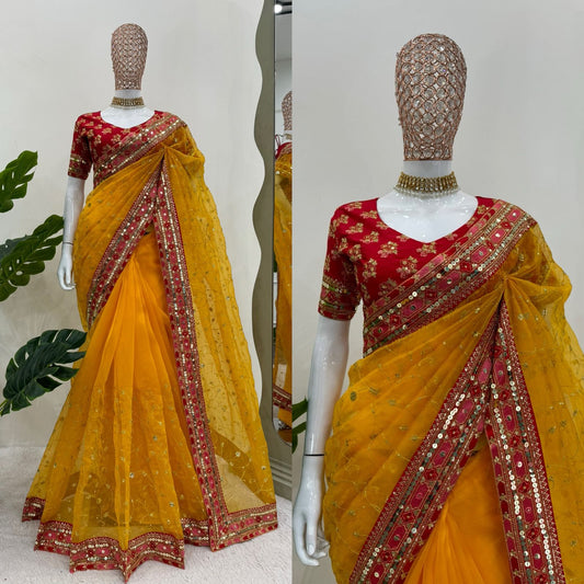 Designer Saree on Havy Organza Silk Febric