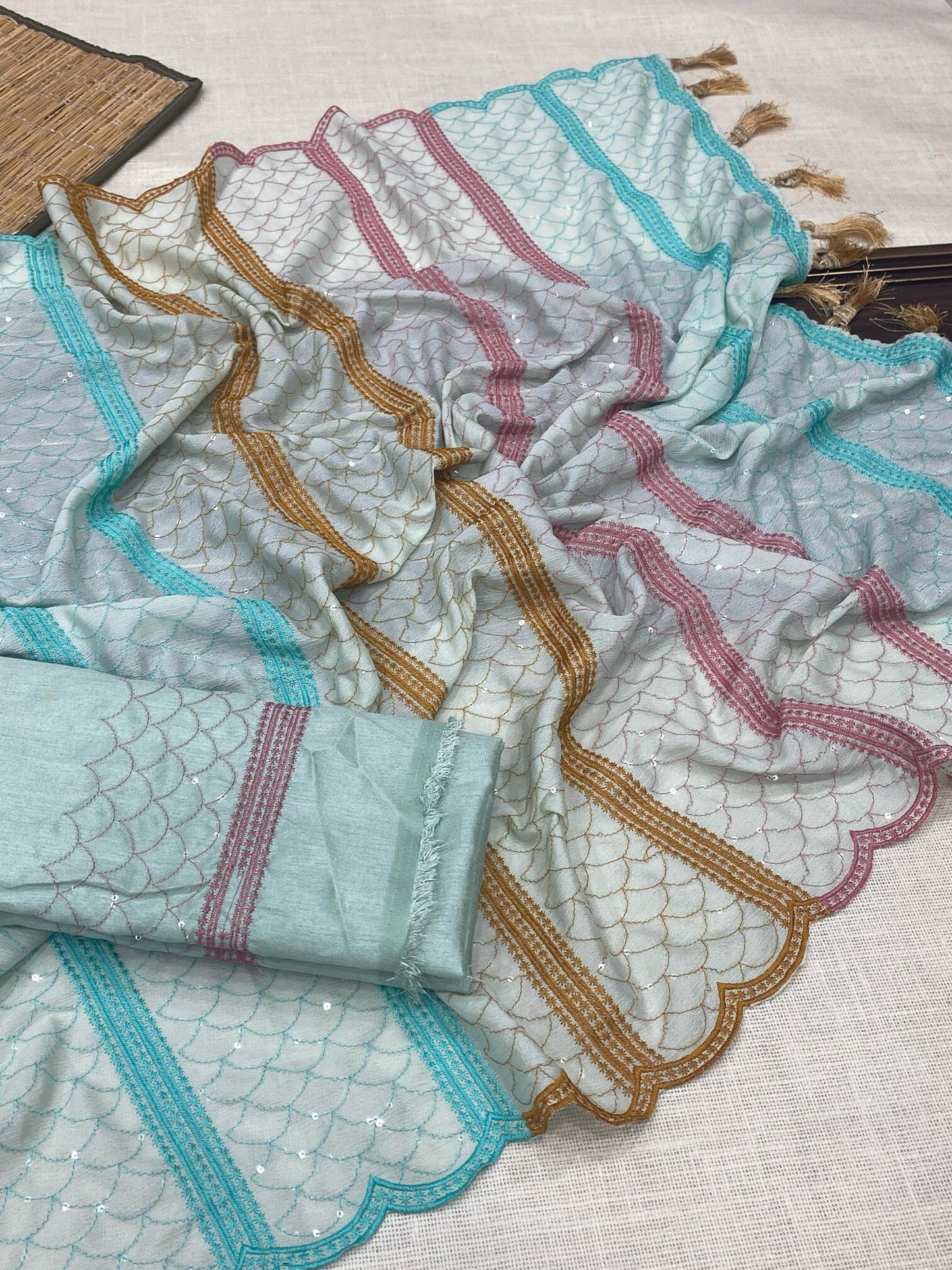 Designer Chinnon Silk Saree