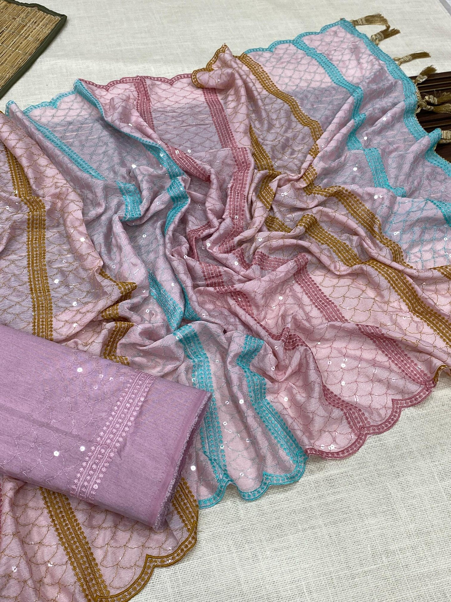 Designer Chinnon Silk Saree