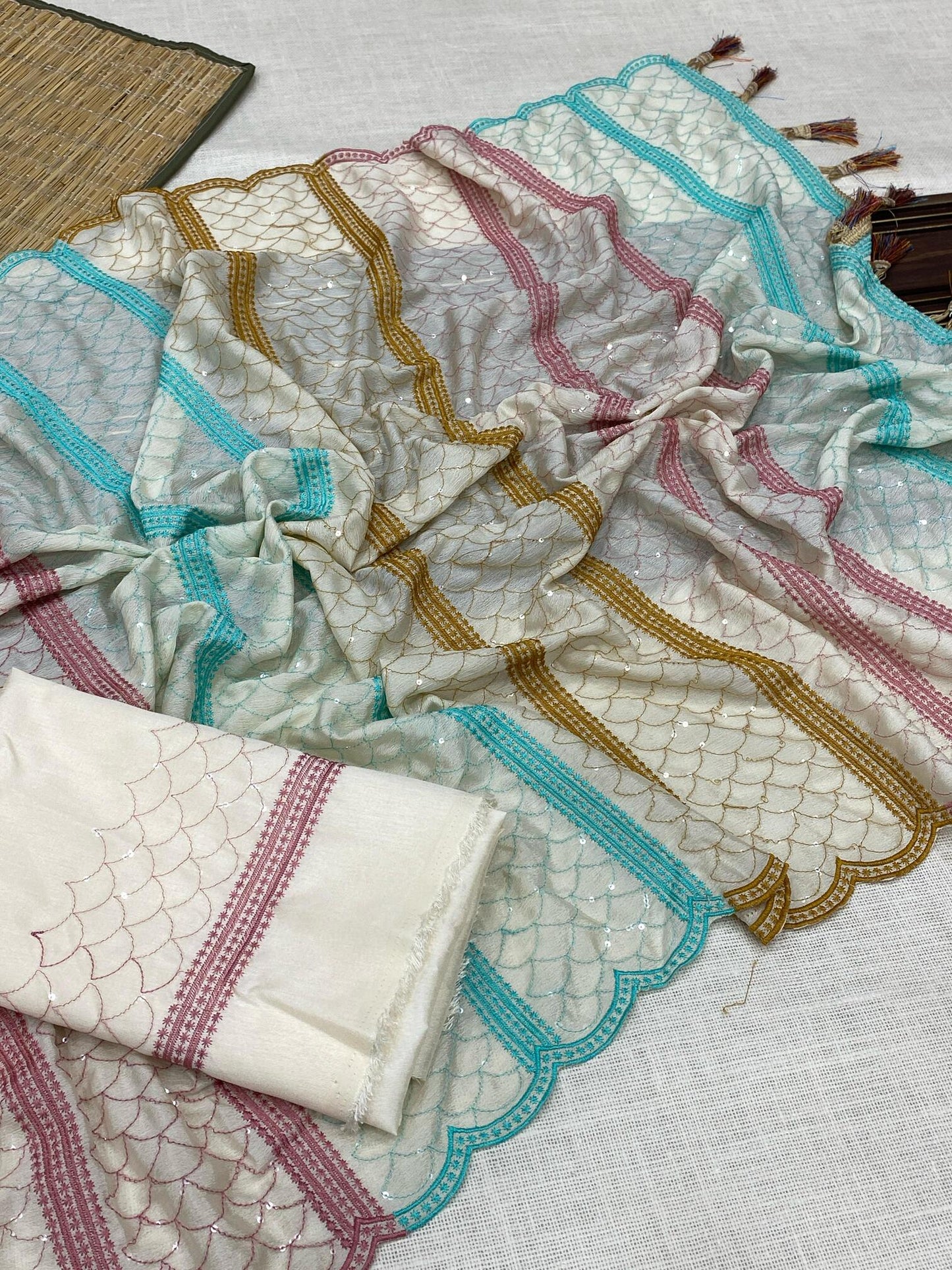 Designer Chinnon Silk Saree