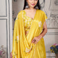 Stunning New yellow Printed Pure Chinon Cutwork Saree