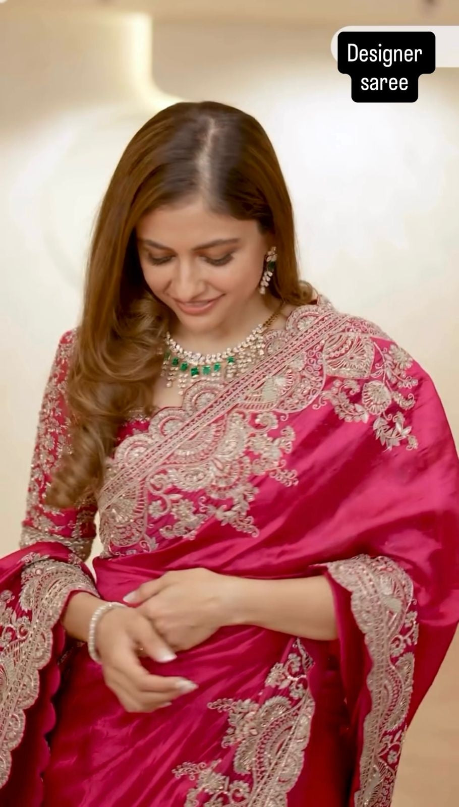 beautiful Designer Saree on Vichitra Silk Febric