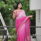 Dark to light Shaded Saree Fabric with Designer Embroidered Lace