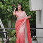 Dark to light Shaded Saree Fabric with Designer Embroidered Lace