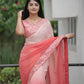 Dark to light Shaded Saree Fabric with Designer Embroidered Lace