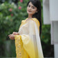 Dark to light Shaded Saree Fabric with Designer Embroidered Lace
