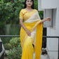 Dark to light Shaded Saree Fabric with Designer Embroidered Lace