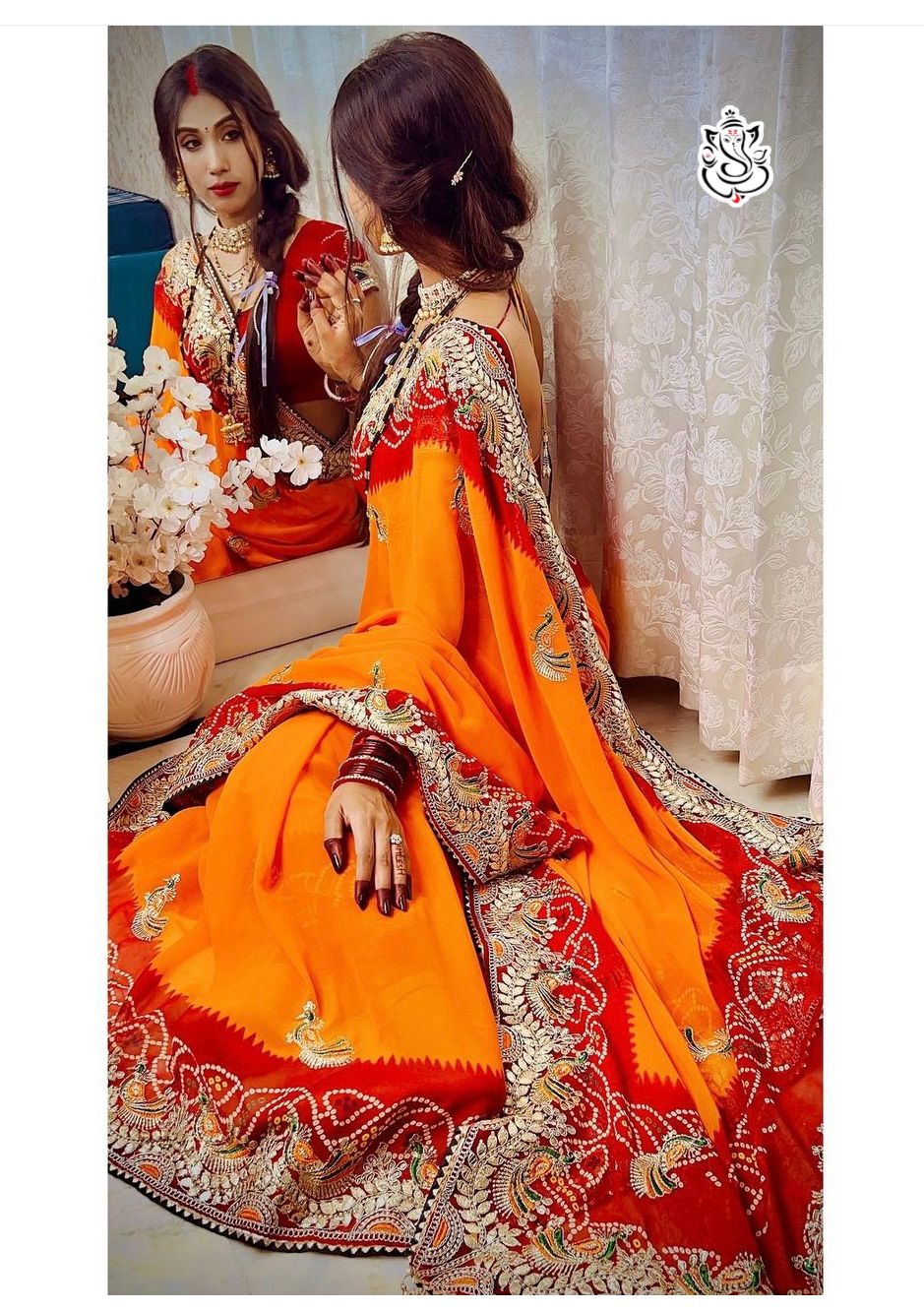 Heavy Georgatte Bandhej Saree