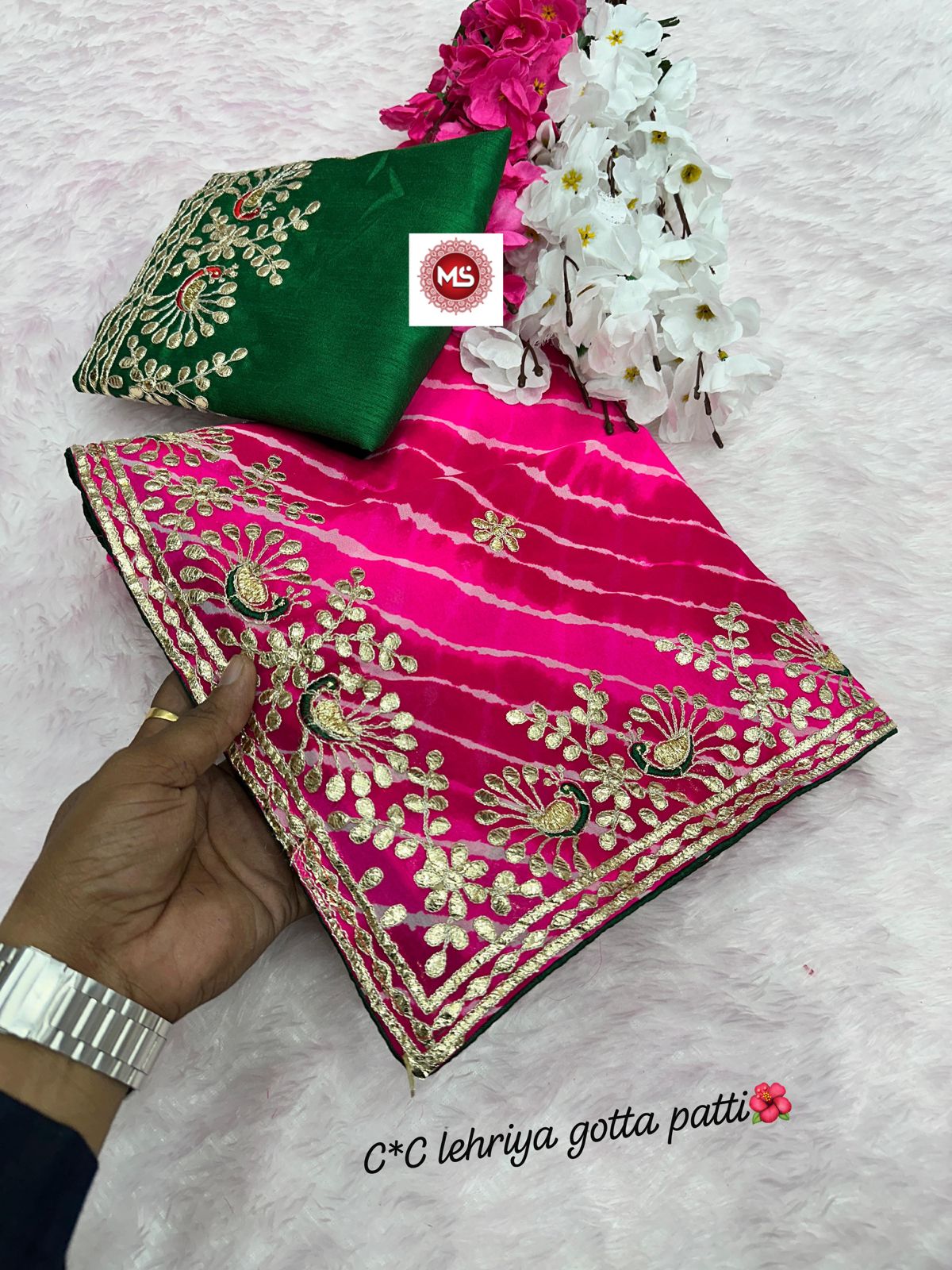 Heavy Georgatte C by C Lehriya Saree