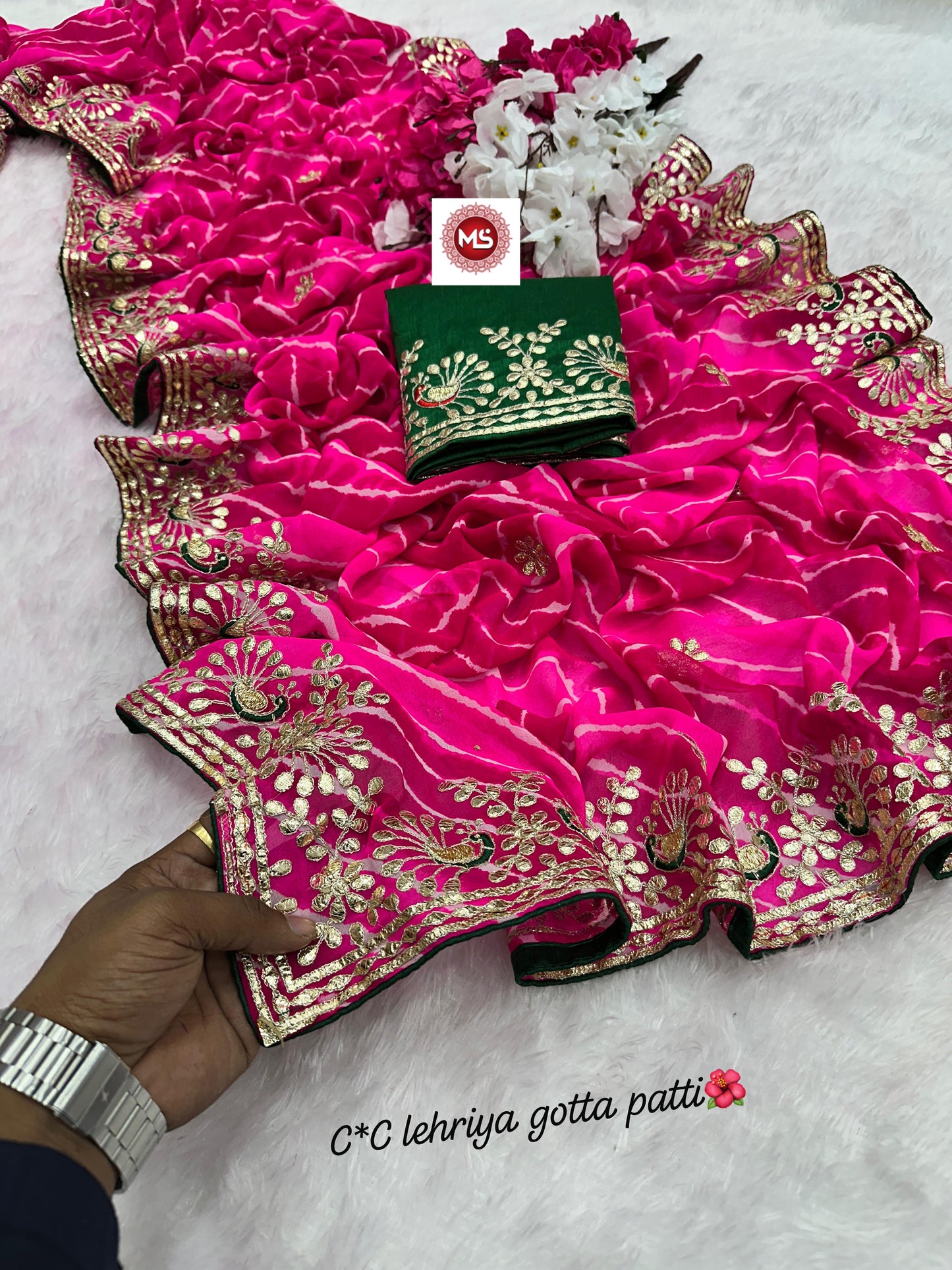 Heavy Georgatte C by C Lehriya Saree