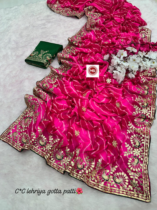 Heavy Georgatte C by C Lehriya Saree