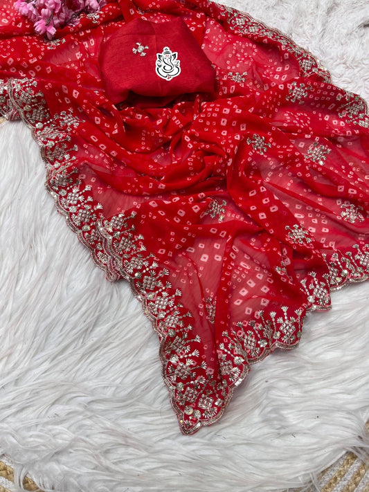 Soft c*c Georgette Bandej Saree