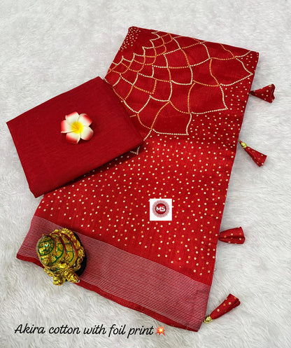 Pure Soft Cotton Akirq Border Party Wear Saree