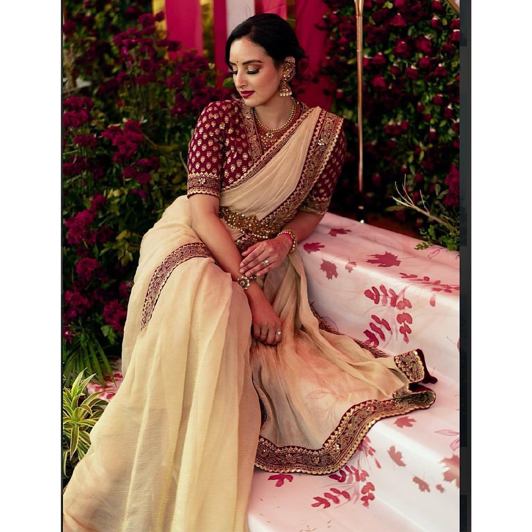 Soft Twil With Banarashi Crush Saree