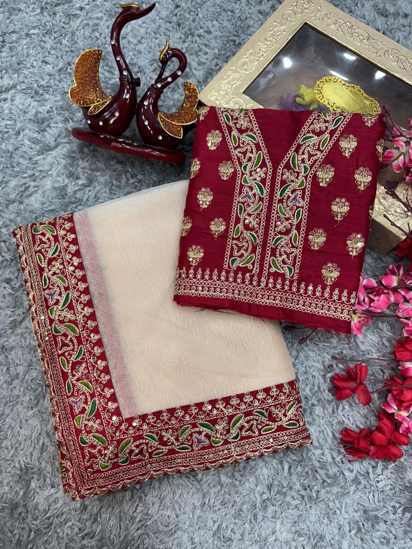 Soft Twil With Banarashi Crush Saree