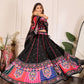 Premium Rayon Cotton Digital Print Work Lahenga Choli Black