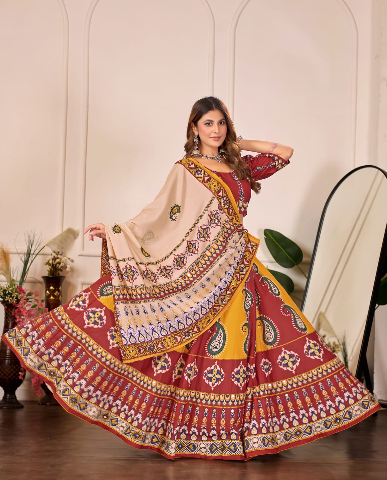 Premium Rayon Cotton Digital Print Work Lahenga Choli