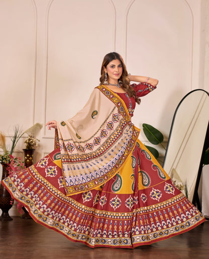 Premium Rayon Cotton Digital Print Work Lahenga Choli