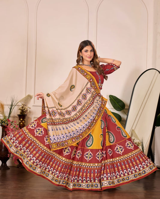 Premium Rayon Cotton Digital Print Work Lahenga Choli