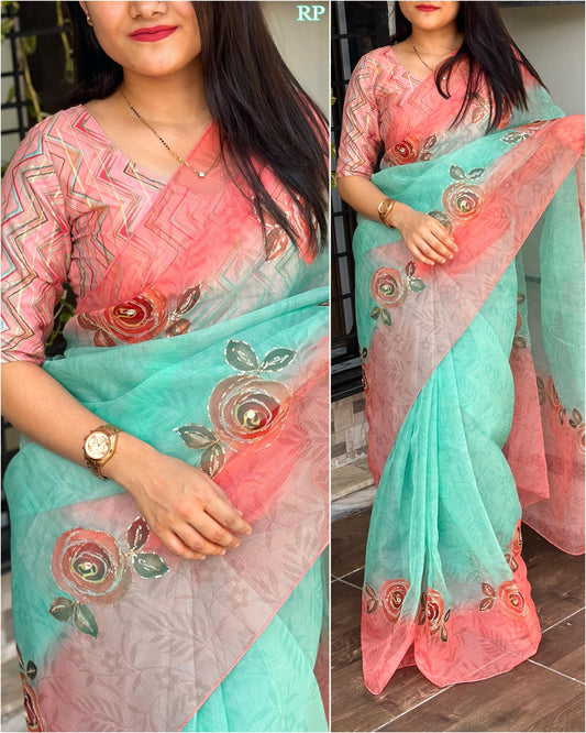 Dreamy World Of Pastel Colors Shades -Leno Cotton Saree