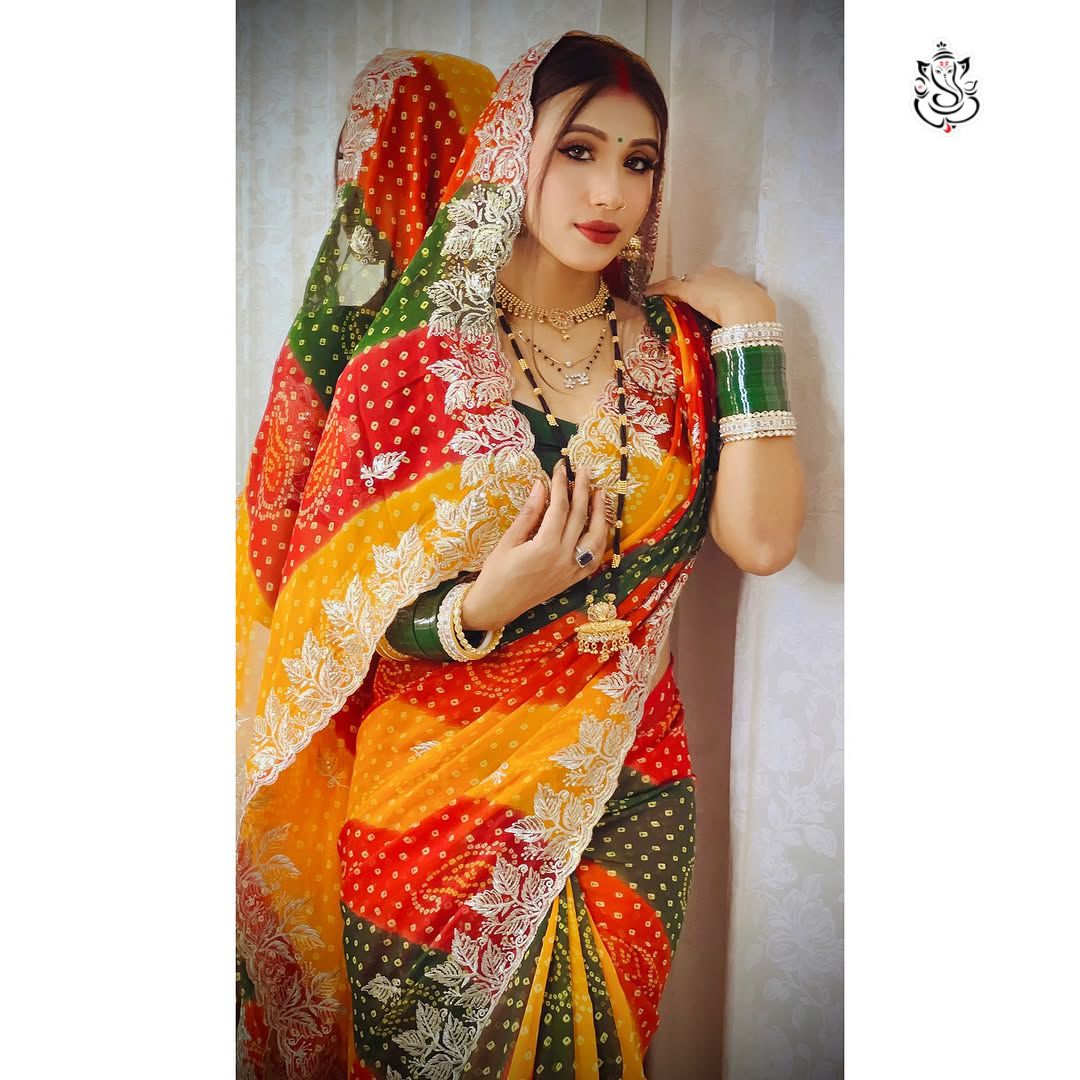 Soft Georgette Bhandhni Printed Saree