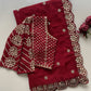 Heavy Coading Lace Border in Saree with Original Mirror
