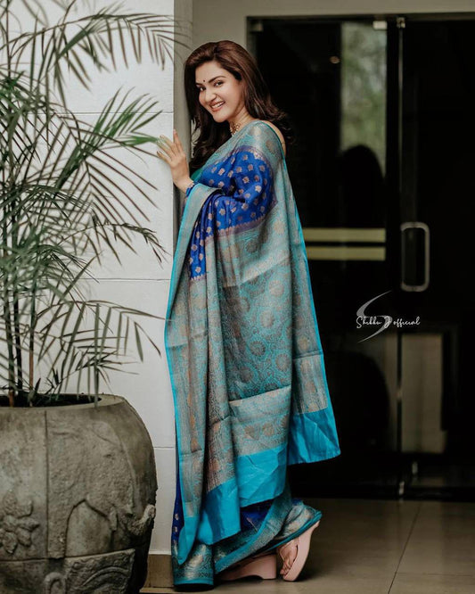 BEAUTIFUL RICH PALLU SOFT LICHI SILK CLOTH