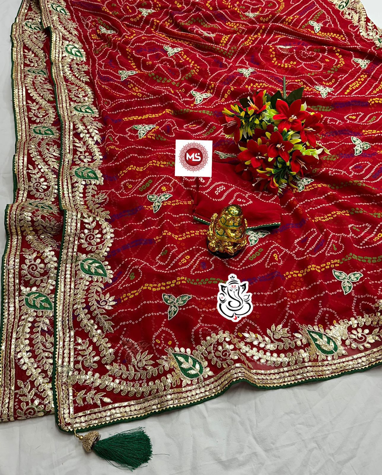 Heavy Pedding Georgette Saree Red