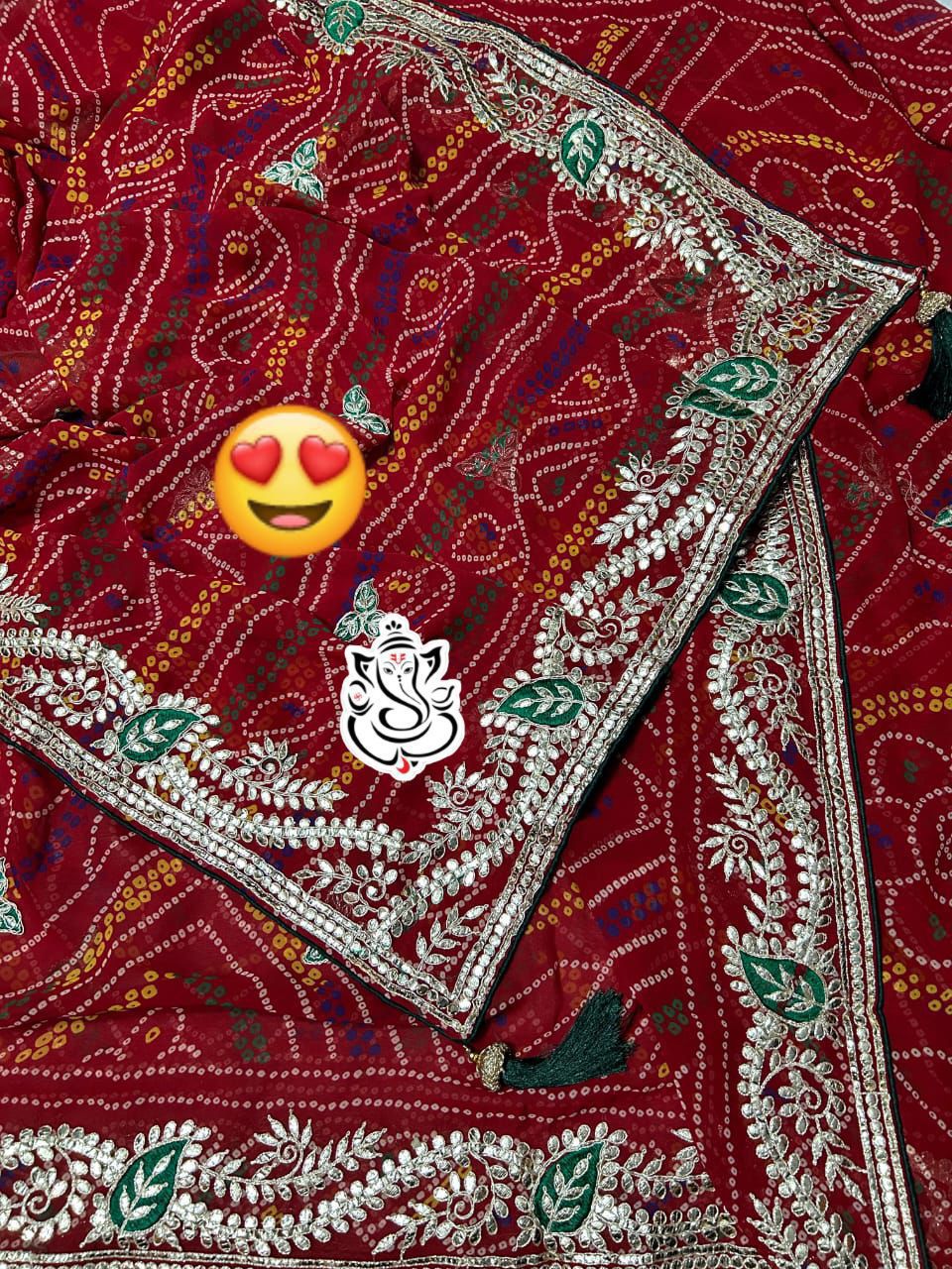 Heavy Pedding Georgette Saree Red