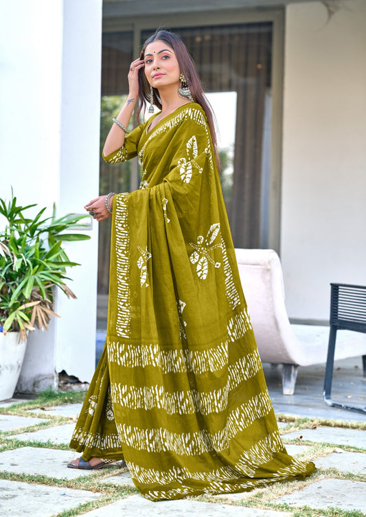 BLOCK PRINT MULMUL PURE SOFT COTTON SAREES