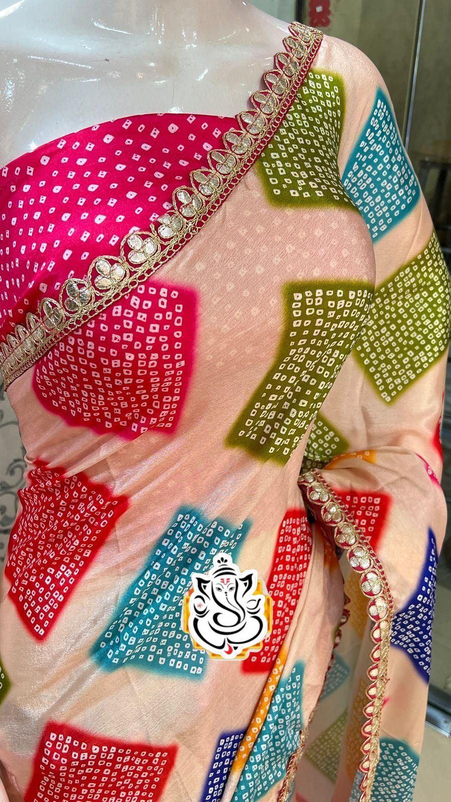 Soft Chinon Digital Box With Beautiful Gotapatti