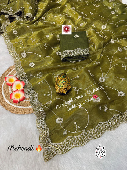 Gold Crush Pitta Codding Zaal Multi Colour Saree