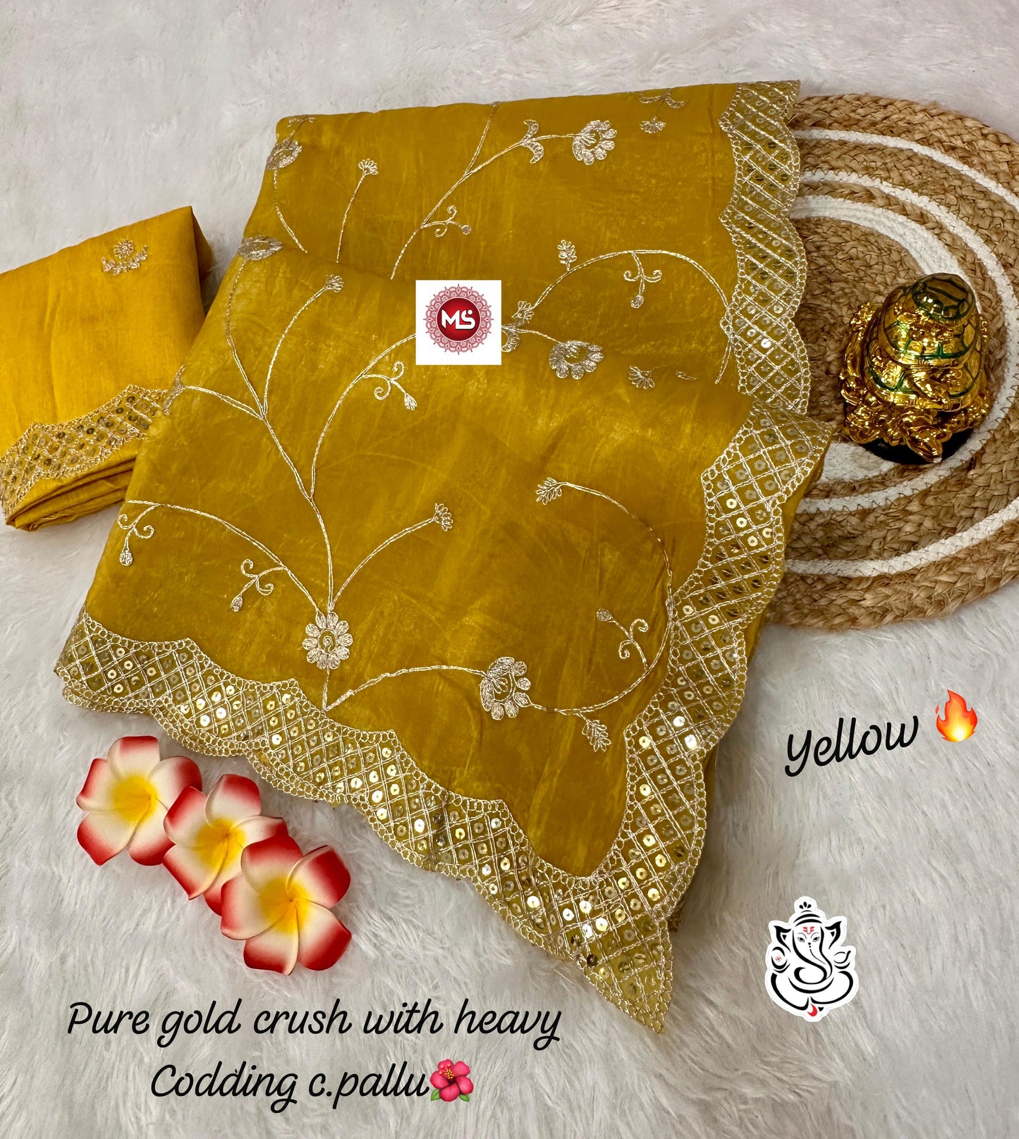 Gold Crush Pitta Codding Zaal Multi Colour Saree