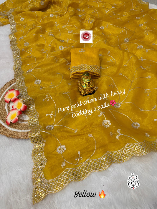 Gold Crush Pitta Codding Zaal Multi Colour Saree