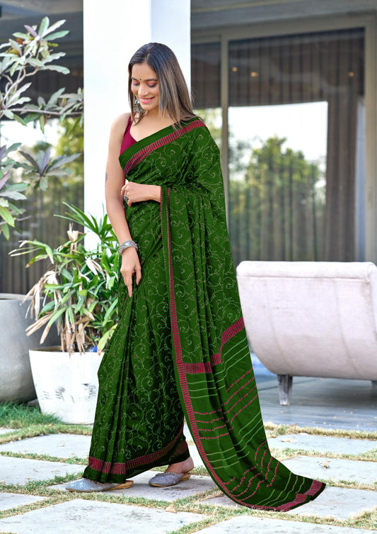 Soft Mulmul Ajrakh Print Saree with Blouse