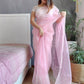Shimmer Organza Saree with White Thread Border and Plain Blouse