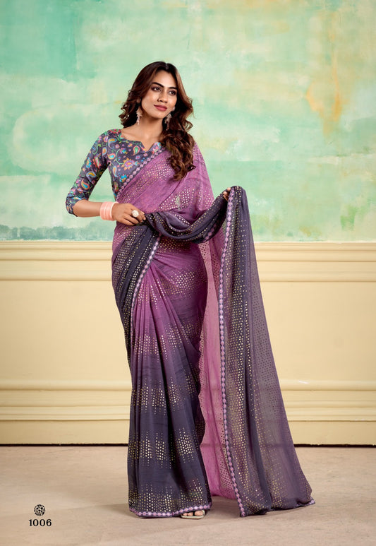 Nairobi Saree with Embroidery Border & Digital Blouse