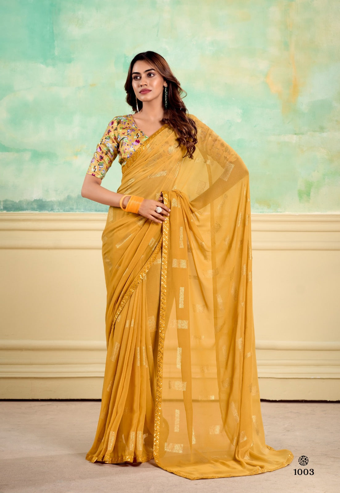 Nairobi Saree with Embroidery Border & Digital Blouse