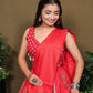 Ajrakh Printed Rayon Lehenga Choli Set with Dupatta Stitched & Flared Design Red